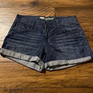 Old Navy low rise jean shorts Boyfriend fit dark blue denim size 0